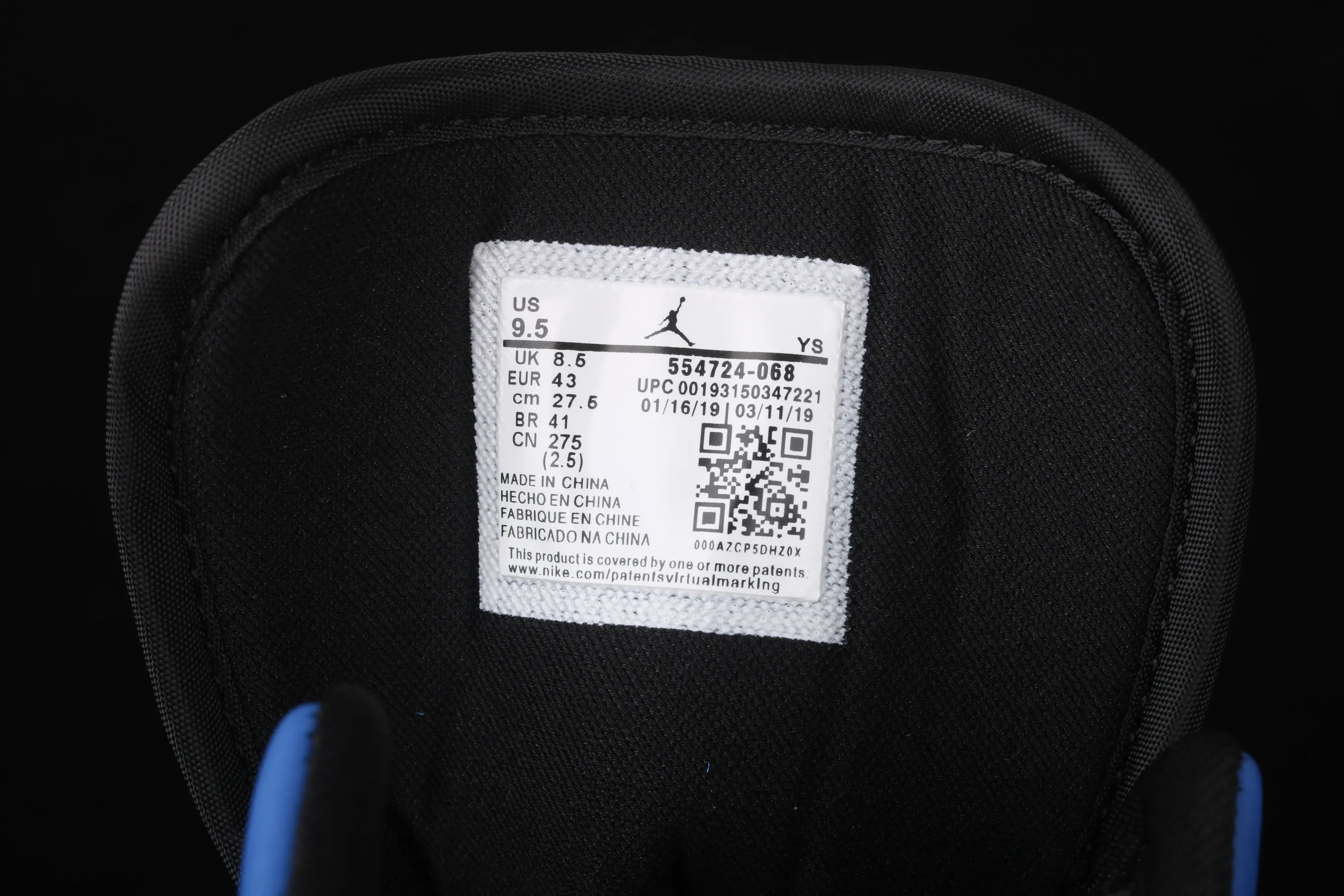 All categories Air Jordan Jordan series basketball shoes Air Jordan 1 Mid Air Jordan 1 Mid AJ1 Joe 1 mid-top black and blue basketball shoes 554724-068